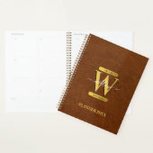 Antiek Faux Leather & Gold Monogram School Kantoor Planner (Display)