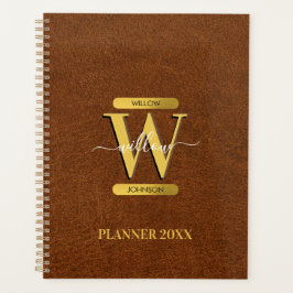 Antiek Faux Leather & Gold Monogram School Kantoor Planner