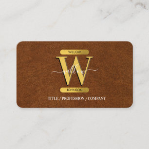 Antiek Faux Leather & Gold Monogram sociale media Visitekaartje