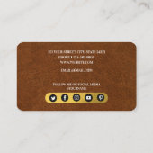 Antiek Faux Leather & Gold Monogram sociale media Visitekaartje (Achterkant)