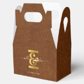 Antiek Faux-leder en goudmonogram Bedankdoosjes (Geopend)