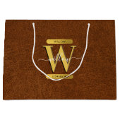 Antiek Faux-leder en goudmonogram Groot Cadeauzakje (Voorkant)