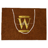 Antiek Faux-leder en goudmonogram Groot Cadeauzakje (Achterkant)