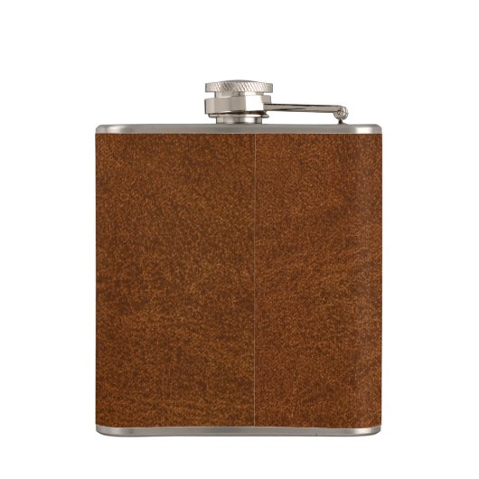 Antiek Faux-leder en goudmonogram Heupfles (Achterkant)