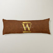 Antiek Faux-leder en goudmonogram Lichaamskussen (Achterkant)