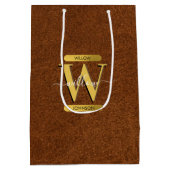 Antiek Faux-leder en goudmonogram Medium Cadeauzakje (Achterkant)