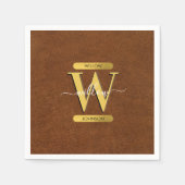 Antiek Faux-leder en goudmonogram Servet (Voorkant)