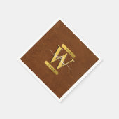 Antiek Faux-leder en goudmonogram Servet (Hoek)