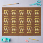 Antiek Faux-leder en goudmonogram van zaterdag Tissuepapier (Craft)