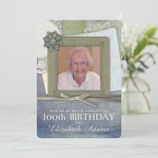 Antiek Feminine Collage Aangepaste Foto Kaart (Staand voorkant)