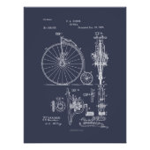 Antiek Fiets 1887 Penny Farthing Patent Tekening Foto Afdruk (Voorkant)