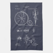 Antiek Fiets 1887 Penny Farthing Patent Tekening Theedoek (Verticaal)
