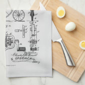 Antiek Fiets 1887 Penny Farthing Patent Tekening Theedoek (Quarter Fold)