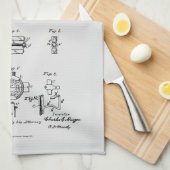 Antiek Fiets 1887 Penny Farthing Patent Tekening Theedoek (Quarter Fold)