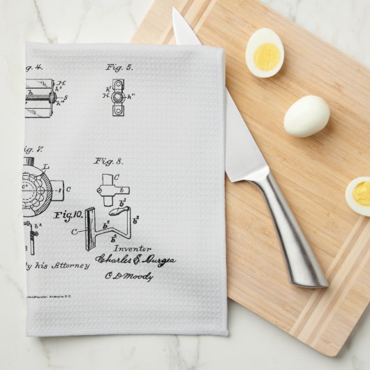 Antiek Fiets 1887 Penny Farthing Patent Tekening Theedoek (Quarter Fold)