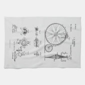 Antiek Fiets 1887 Penny Farthing Patent Tekening Theedoek (Horizontaal)