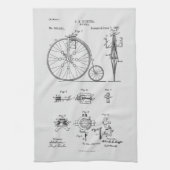 Antiek Fiets 1887 Penny Farthing Patent Tekening Theedoek (Verticaal)
