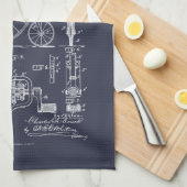 Antiek Fiets 1887 Penny Farthing Patent Tekening Theedoek (Quarter Fold)