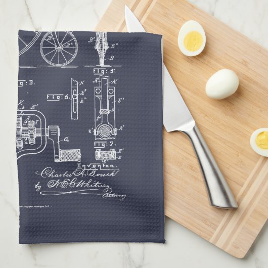 Antiek Fiets 1887 Penny Farthing Patent Tekening Theedoek (Quarter Fold)