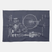 Antiek Fiets 1887 Penny Farthing Patent Tekening Theedoek (Horizontaal)