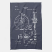 Antiek Fiets 1887 Penny Farthing Patent Tekening Theedoek (Verticaal)