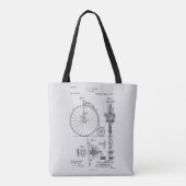Antiek Fiets 1887 Penny Farthing Patent Tekening Tote Bag (Achterkant)