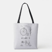 Antiek Fiets 1887 Penny Farthing Patent Tekening Tote Bag (Achterkant)