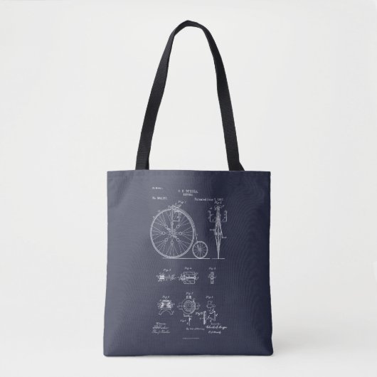 Antiek Fiets 1887 Penny Farthing Patent Tekening Tote Bag (Voorkant)
