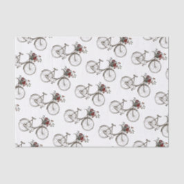 Antiek fiets met bloemen tissuepapier
