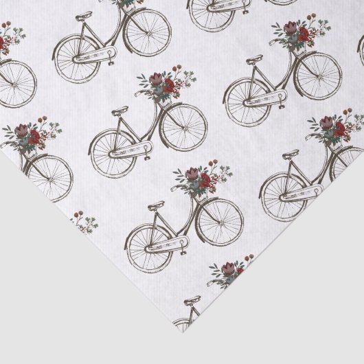 Antiek fiets met bloemen tissuepapier (Detail)
