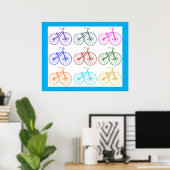 Antiek fiets  print meerkleurig patroon (Thuiskantoor)
