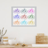 Antiek fiets  print meerkleurig patroon (Keuken)