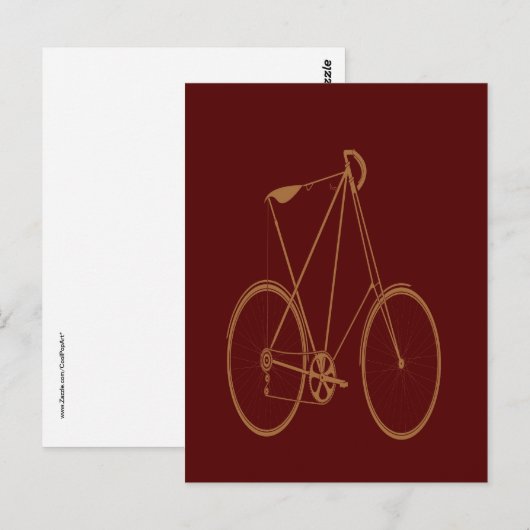Antiek  fiets Rood Tan Bike-fietser Briefkaart (Voorkant / Achterkant)