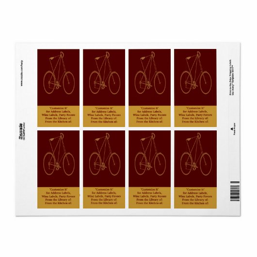 Antiek  fiets Rood Tan Bike-fietser Etiket (Full Sheet)