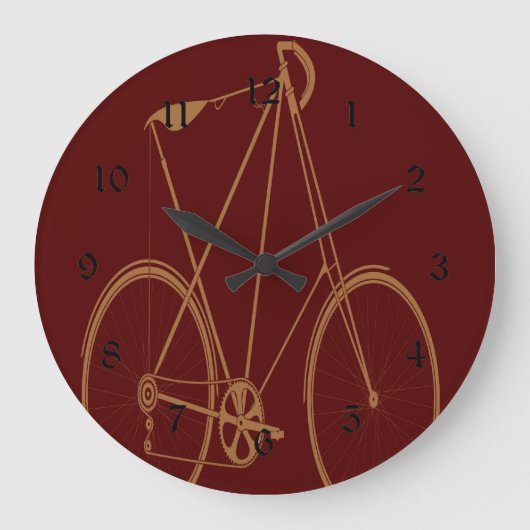 Antiek  fiets Rood Tan Bike-fietser Grote Klok (Voorkant)