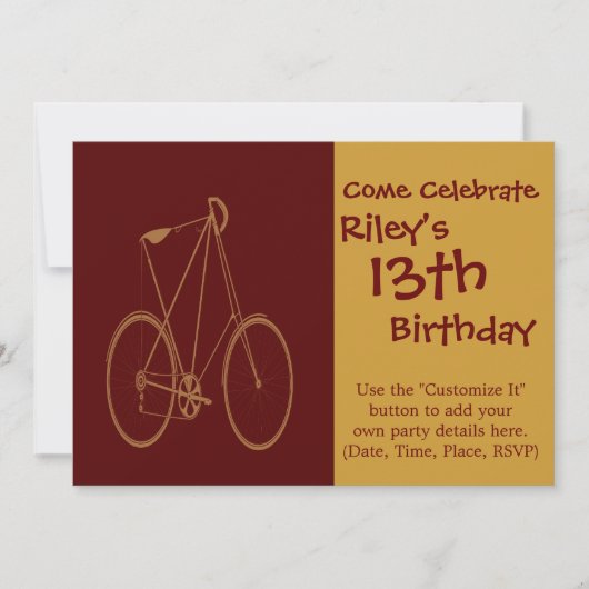 Antiek  fiets Rood Tan Bike-fietser Kaart (Voorkant)