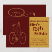 Antiek  fiets Rood Tan Bike-fietser Kaart (Voorkant / Achterkant)