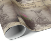 Antiek fietsbloemenmand gepersonaliseerd cadeaupapier (Rol Hoek)