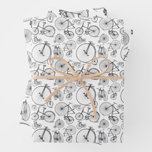 Antiek fietsen en fietsen Patroon AANGEPASTE KLEUR Inpakpapier Vel (In situ)