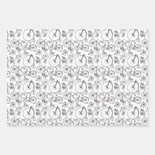 Antiek fietsen en fietsen Patroon AANGEPASTE KLEUR Inpakpapier Vel (Voorkant)