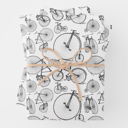 Antiek fietsen en fietsen Patroon AANGEPASTE KLEUR Inpakpapier Vel (In situ)