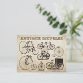 Antiek fietsen (klittenbanden) briefkaart (Staand voorkant)