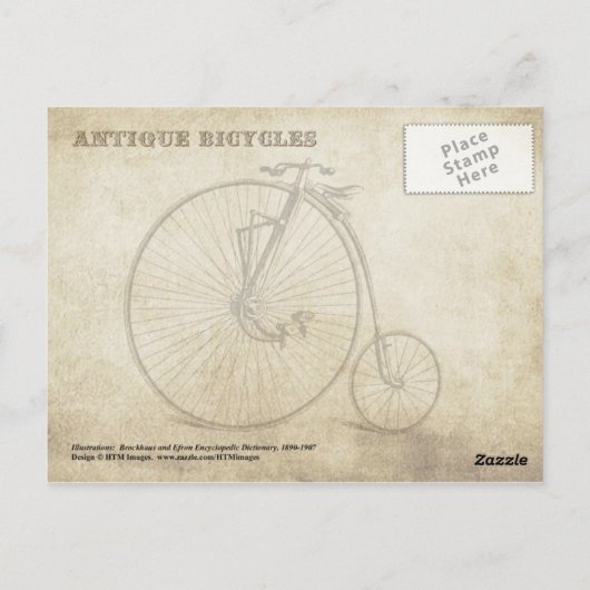 Antiek fietsen (klittenbanden) briefkaart (Achterkant)