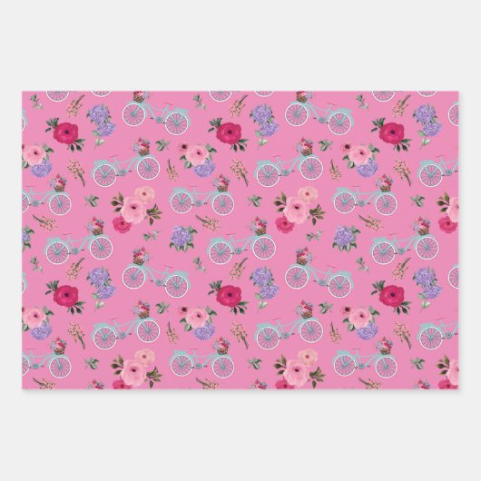 Antiek fietsen met bloemen in manden inpakpapier vel (Voorkant 3)