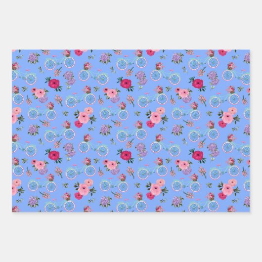 Antiek fietsen met bloemen in manden inpakpapier vel (Voorkant 2)