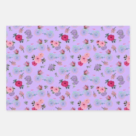 Antiek fietsen met bloemen in manden inpakpapier vel (Voorkant)