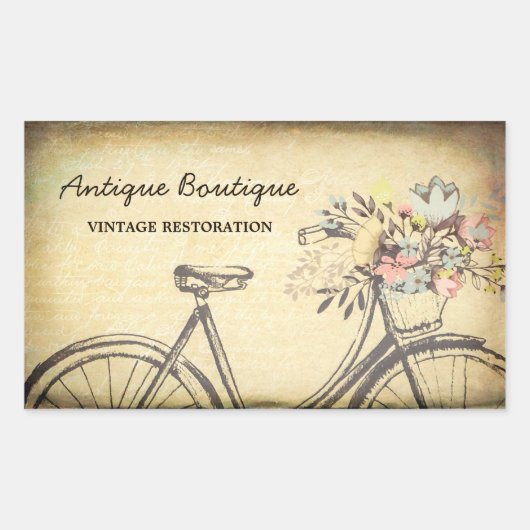 Antiek Fietsen Winkel Rechthoekige Sticker (Voorkant)