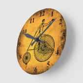 Antiek fietswiel en fietsenwandklok ronde klok (Hoek)