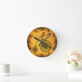 Antiek fietswiel en fietsenwandklok ronde klok (Huis)