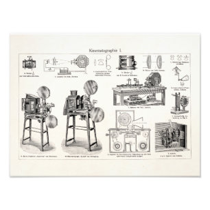 Antiek filmcamera-cinematografie Foto Afdruk
